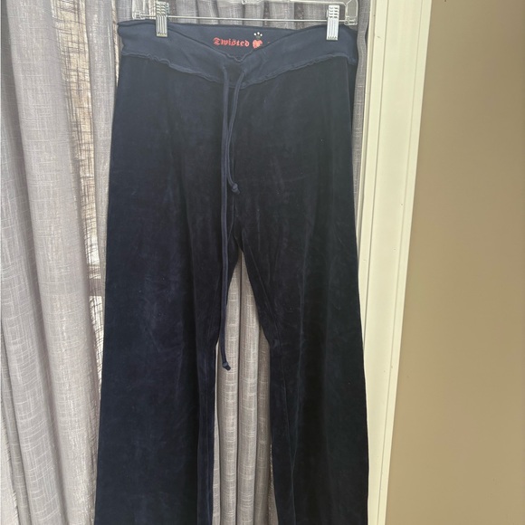 Womens Navy Velour Pants jacket S Set V2K vintage retro outfit twisted heart - Picture 2 of 16